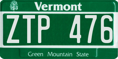 VT license plate ZTP476