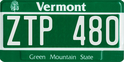 VT license plate ZTP480