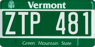 VT license plate ZTP481