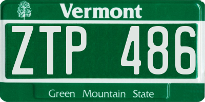 VT license plate ZTP486