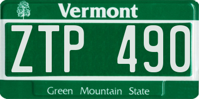 VT license plate ZTP490