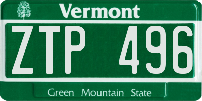 VT license plate ZTP496