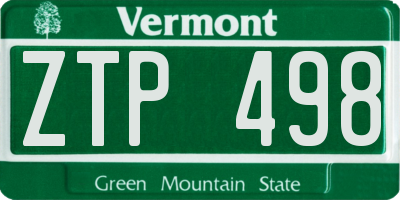 VT license plate ZTP498