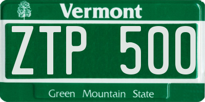 VT license plate ZTP500