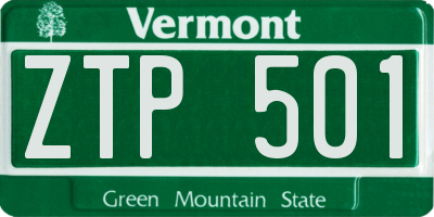 VT license plate ZTP501
