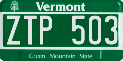 VT license plate ZTP503