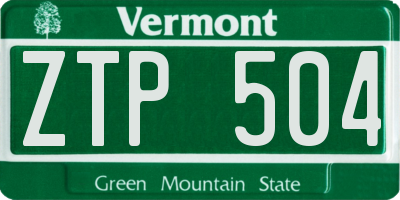 VT license plate ZTP504