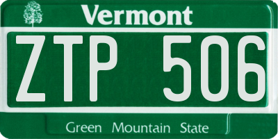 VT license plate ZTP506