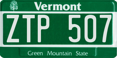 VT license plate ZTP507