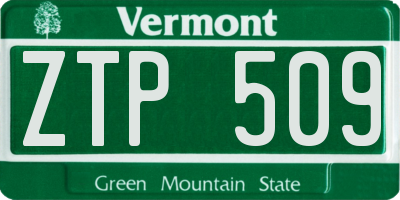VT license plate ZTP509