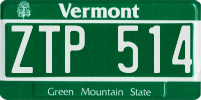 VT license plate ZTP514