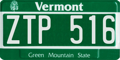 VT license plate ZTP516