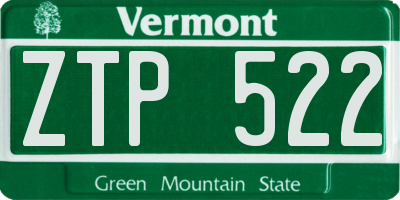 VT license plate ZTP522