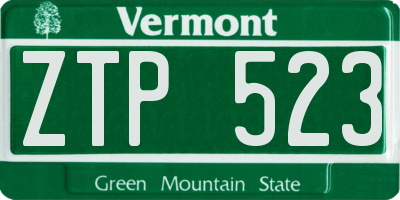 VT license plate ZTP523