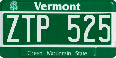 VT license plate ZTP525
