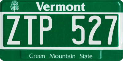 VT license plate ZTP527