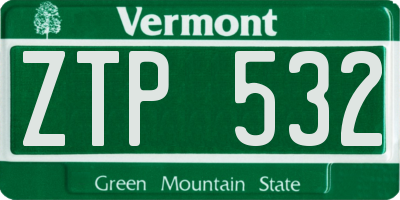 VT license plate ZTP532