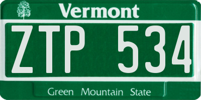 VT license plate ZTP534