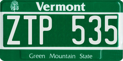 VT license plate ZTP535