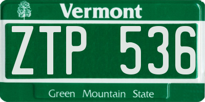 VT license plate ZTP536