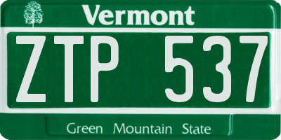 VT license plate ZTP537