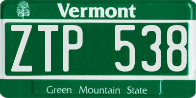 VT license plate ZTP538