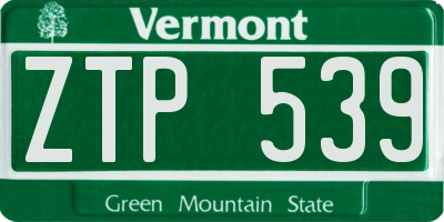VT license plate ZTP539