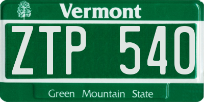 VT license plate ZTP540