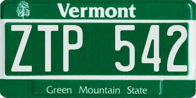 VT license plate ZTP542