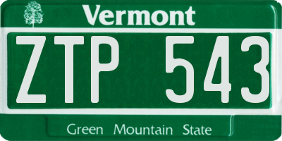 VT license plate ZTP543