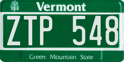 VT license plate ZTP548
