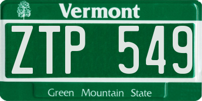 VT license plate ZTP549