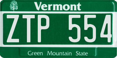 VT license plate ZTP554