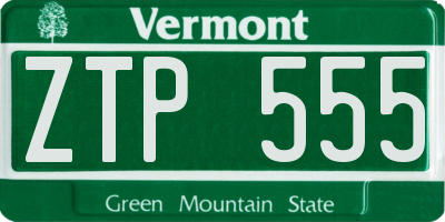 VT license plate ZTP555