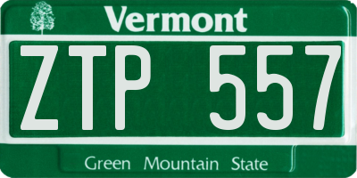 VT license plate ZTP557