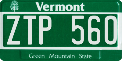 VT license plate ZTP560