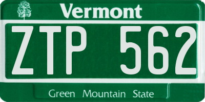 VT license plate ZTP562