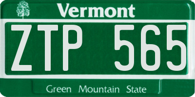VT license plate ZTP565