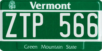 VT license plate ZTP566