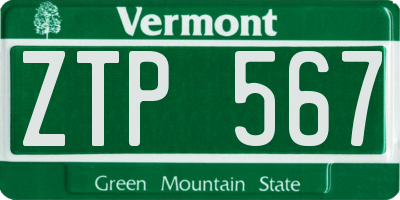 VT license plate ZTP567