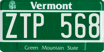 VT license plate ZTP568