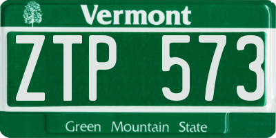 VT license plate ZTP573