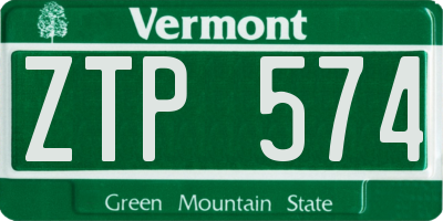 VT license plate ZTP574