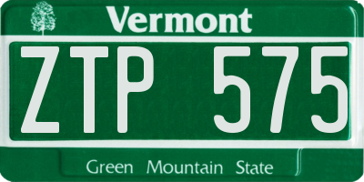 VT license plate ZTP575