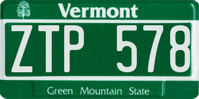 VT license plate ZTP578