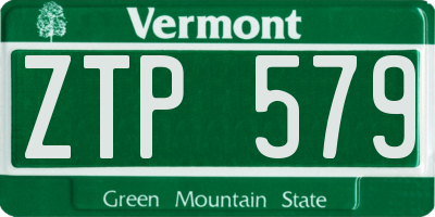 VT license plate ZTP579