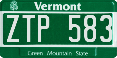 VT license plate ZTP583