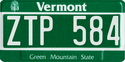 VT license plate ZTP584