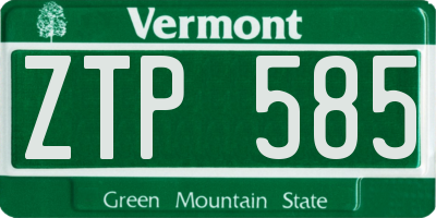 VT license plate ZTP585