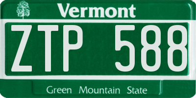 VT license plate ZTP588